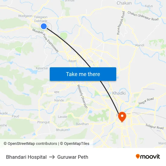 Bhandari Hospital to Guruwar Peth map