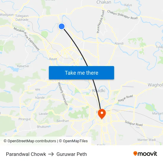 Parandwal Chowk to Guruwar Peth map