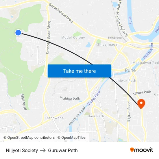 Niljyoti Society to Guruwar Peth map