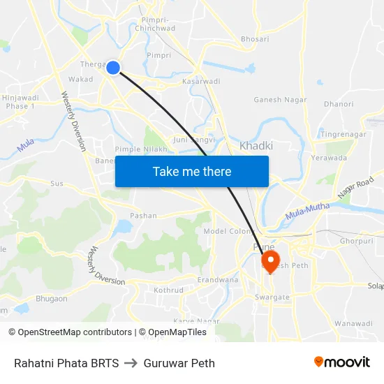 Rahatni Phata BRTS to Guruwar Peth map