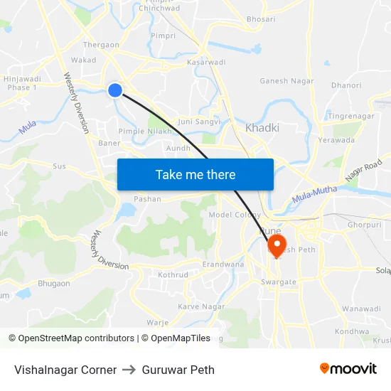 Vishalnagar Corner to Guruwar Peth map