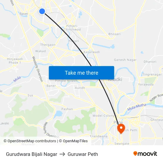 Gurudwara Bijali Nagar to Guruwar Peth map