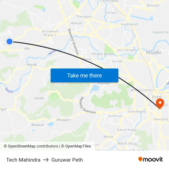 Tech Mahindra to Guruwar Peth map