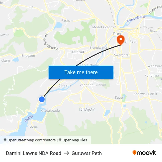 Damini Lawns NDA Road to Guruwar Peth map