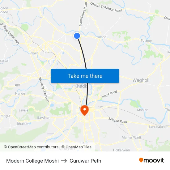 Modern College Moshi to Guruwar Peth map