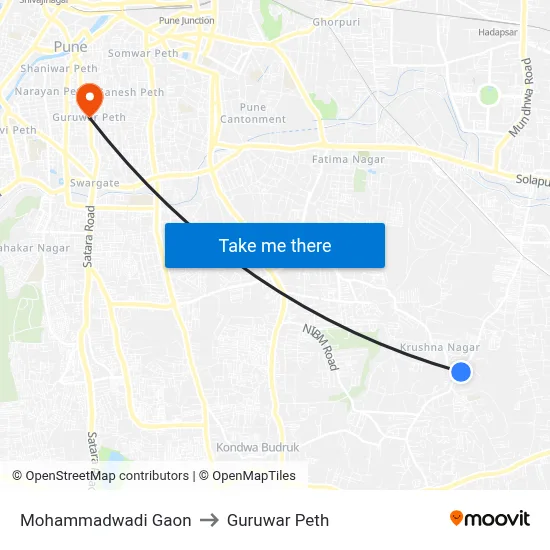 Mohammadwadi Gaon to Guruwar Peth map