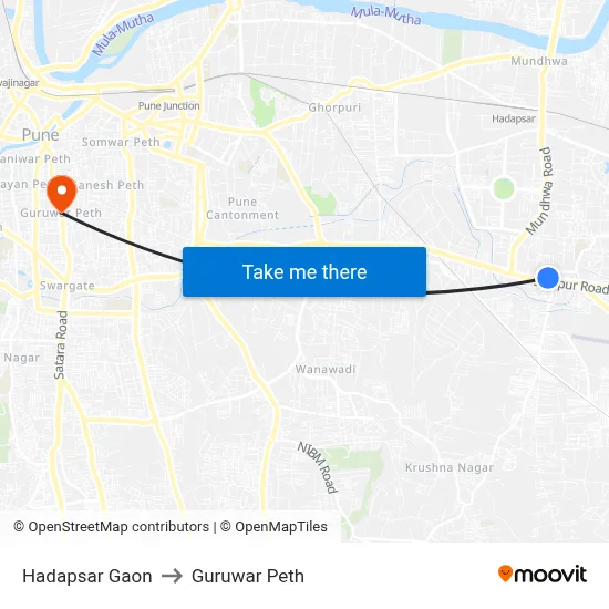 Hadapsar Gaon to Guruwar Peth map