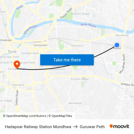 Hadapsar Railway Station Mundhwa to Guruwar Peth map