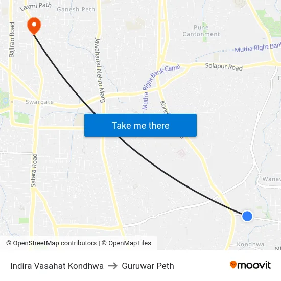Indira Vasahat Kondhwa to Guruwar Peth map