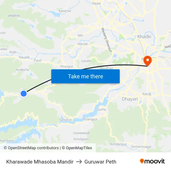 Kharawade Mhasoba Mandir to Guruwar Peth map