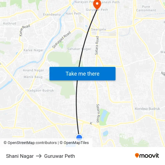 Shani Nagar to Guruwar Peth map