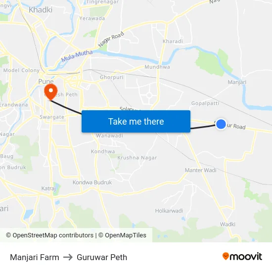 Manjari Farm to Guruwar Peth map