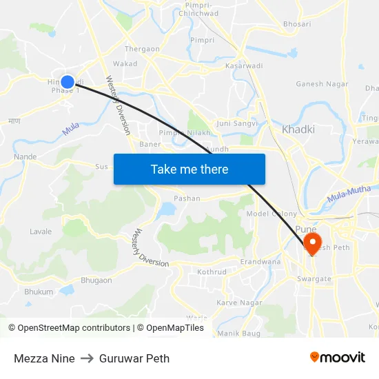 Mezza Nine to Guruwar Peth map