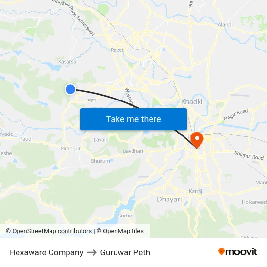 Hexaware Company to Guruwar Peth map