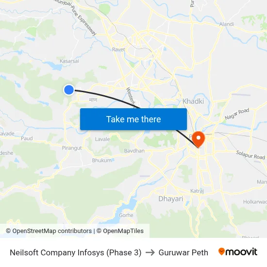 Neilsoft Company Infosys (Phase 3) to Guruwar Peth map