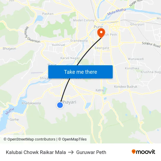 Kalubai Chowk Raikar Mala to Guruwar Peth map