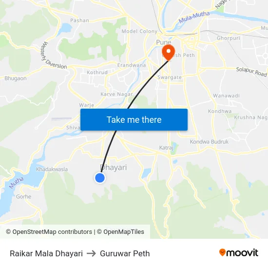 Raikar Mala Dhayari to Guruwar Peth map