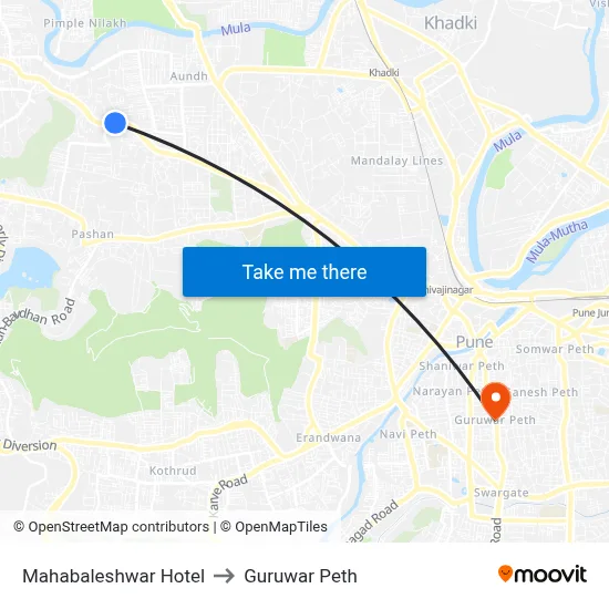 Mahabaleshwar Hotel to Guruwar Peth map