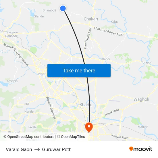 Varale Gaon to Guruwar Peth map