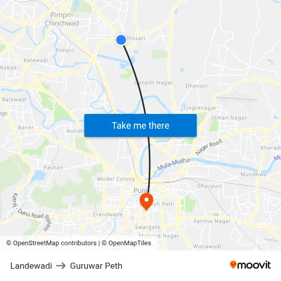 Landewadi to Guruwar Peth map
