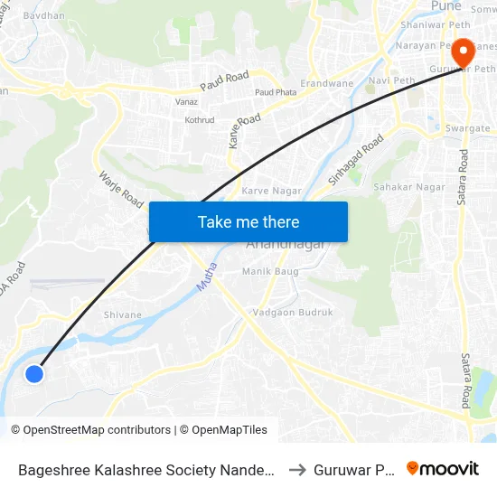 Bageshree Kalashree Society Nanded City to Guruwar Peth map
