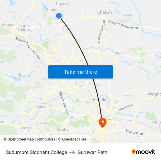Sudumbre Siddhant College to Guruwar Peth map
