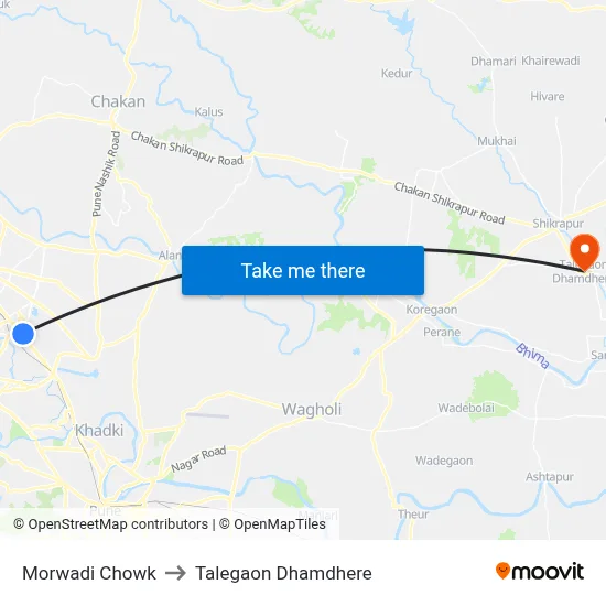 Morwadi Chowk to Talegaon Dhamdhere map
