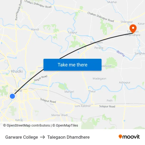 Garware College to Talegaon Dhamdhere map