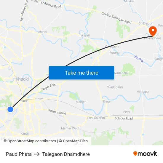 Paud Phata to Talegaon Dhamdhere map