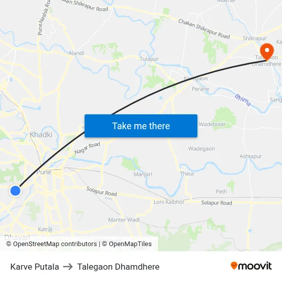 Karve Putala to Talegaon Dhamdhere map