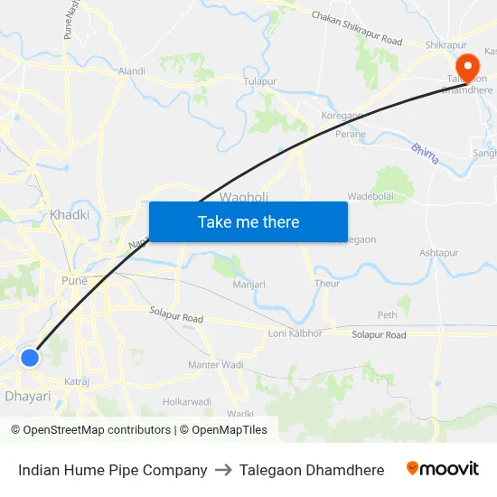 Indian Hume Pipe Company to Talegaon Dhamdhere map