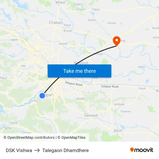 DSK Vishwa to Talegaon Dhamdhere map