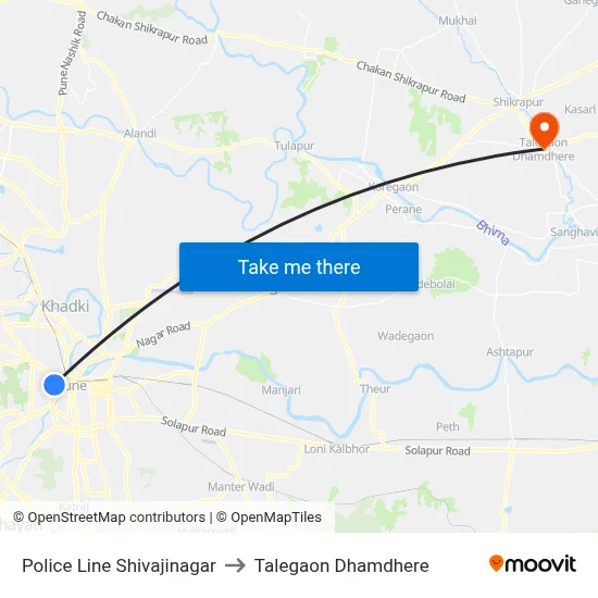 Police Line Shivajinagar to Talegaon Dhamdhere map