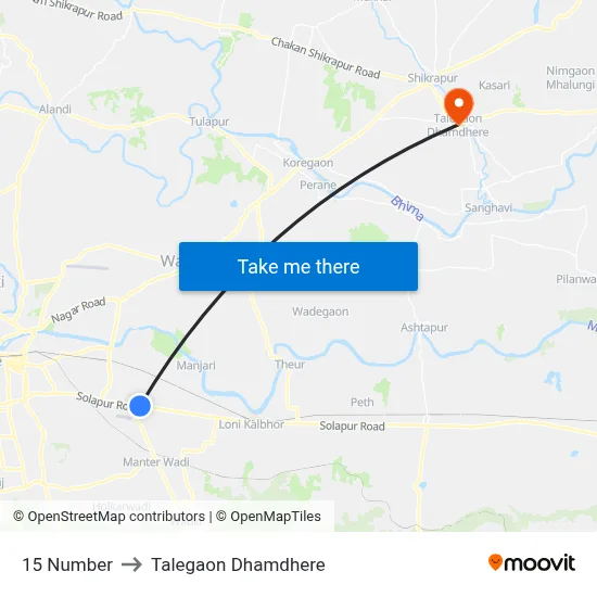 15 Number to Talegaon Dhamdhere map
