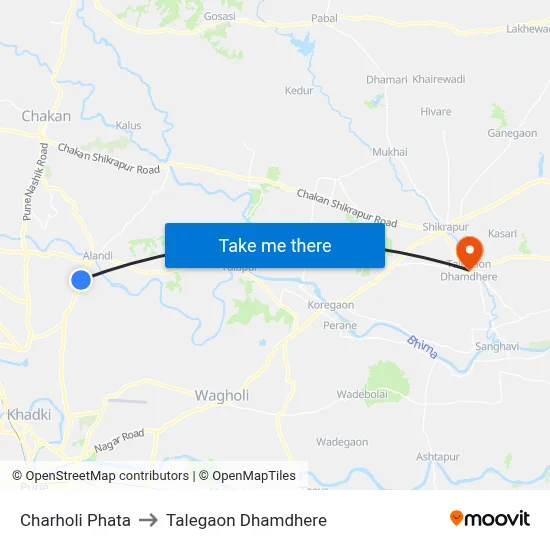 Charholi Phata to Talegaon Dhamdhere map