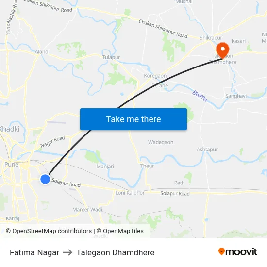 Fatima Nagar to Talegaon Dhamdhere map