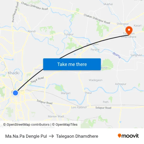 Ma.Na.Pa Dengle Pul to Talegaon Dhamdhere map