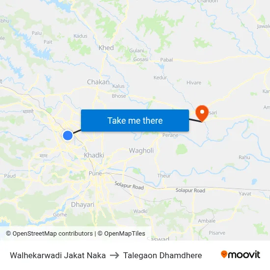 Walhekarwadi Jakat Naka to Talegaon Dhamdhere map