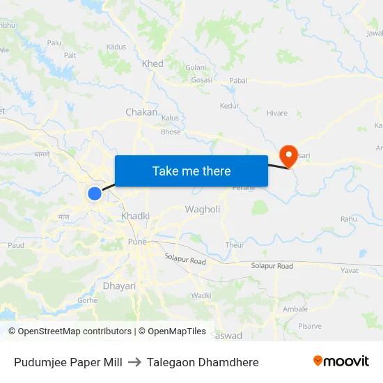 Pudumjee Paper Mill to Talegaon Dhamdhere map
