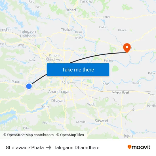 Ghotawade Phata to Talegaon Dhamdhere map