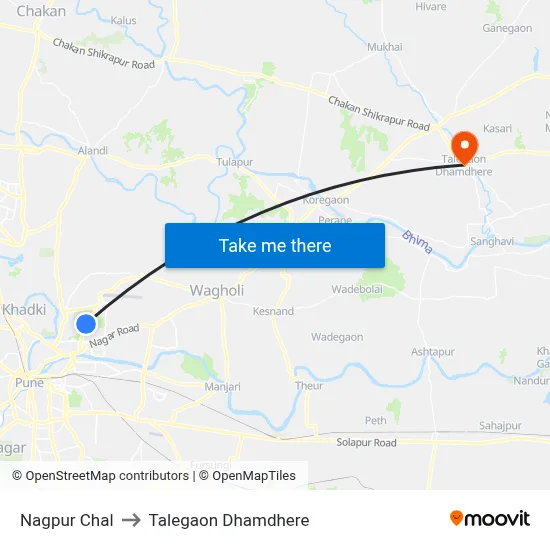 Nagpur Chal to Talegaon Dhamdhere map