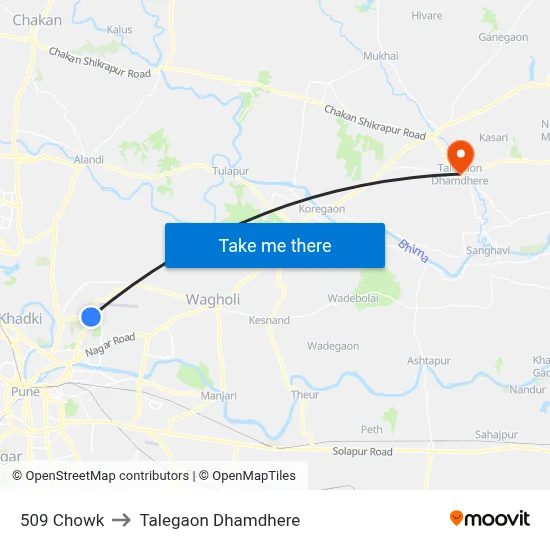 509 Chowk to Talegaon Dhamdhere map