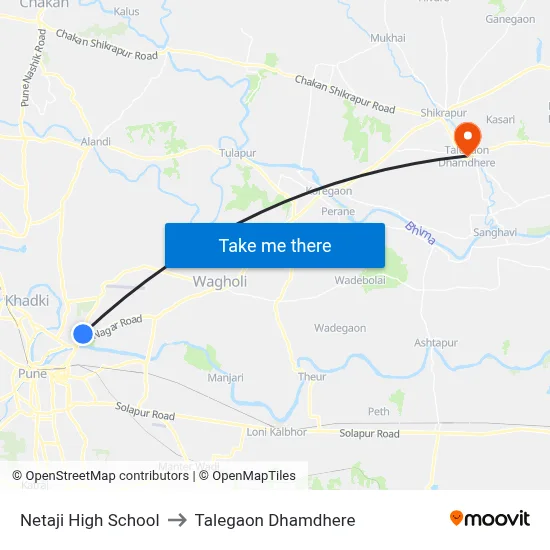 Netaji High School to Talegaon Dhamdhere map