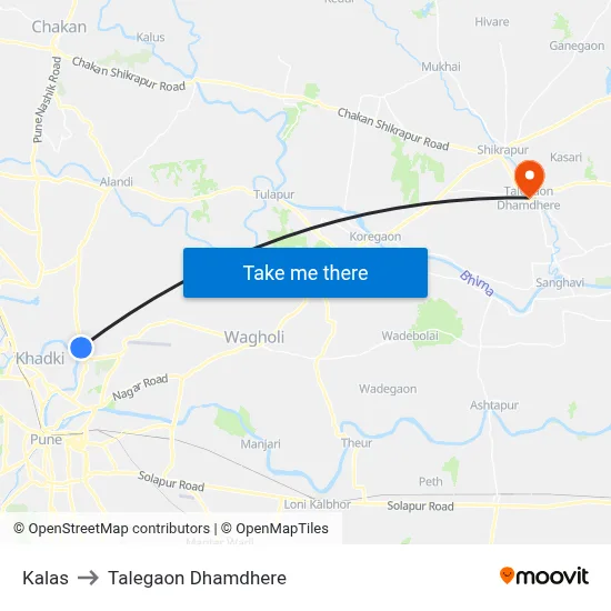 Kalas to Talegaon Dhamdhere map