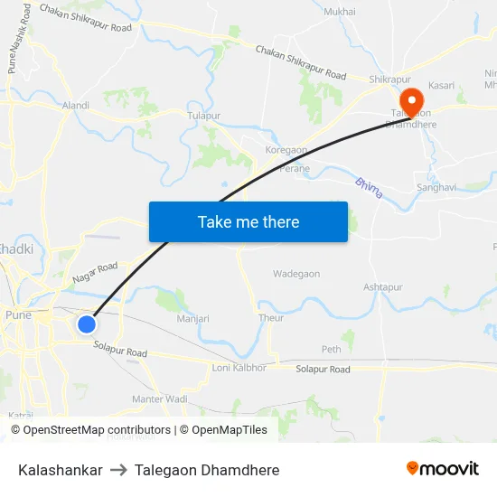 Kalashankar to Talegaon Dhamdhere map