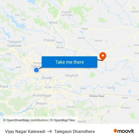 Vijay Nagar Kalewadi to Talegaon Dhamdhere map