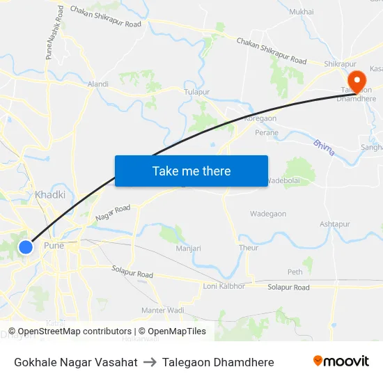 Gokhale Nagar Vasahat to Talegaon Dhamdhere map