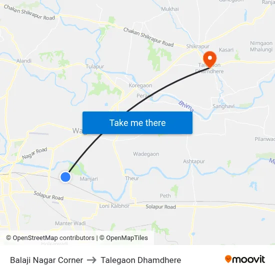 Balaji Nagar Corner to Talegaon Dhamdhere map