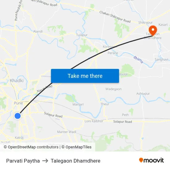 Parvati Paytha to Talegaon Dhamdhere map