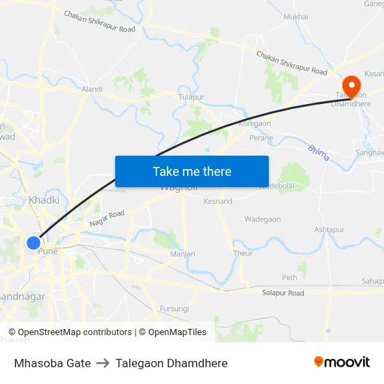 Mhasoba Gate to Talegaon Dhamdhere map